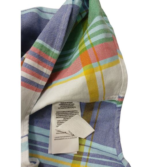 Ralph Lauren Men Button Down Shirt 4XLT Big Tall Blue Green Plaid Flesh Pony NEW - Picture 4 of 5